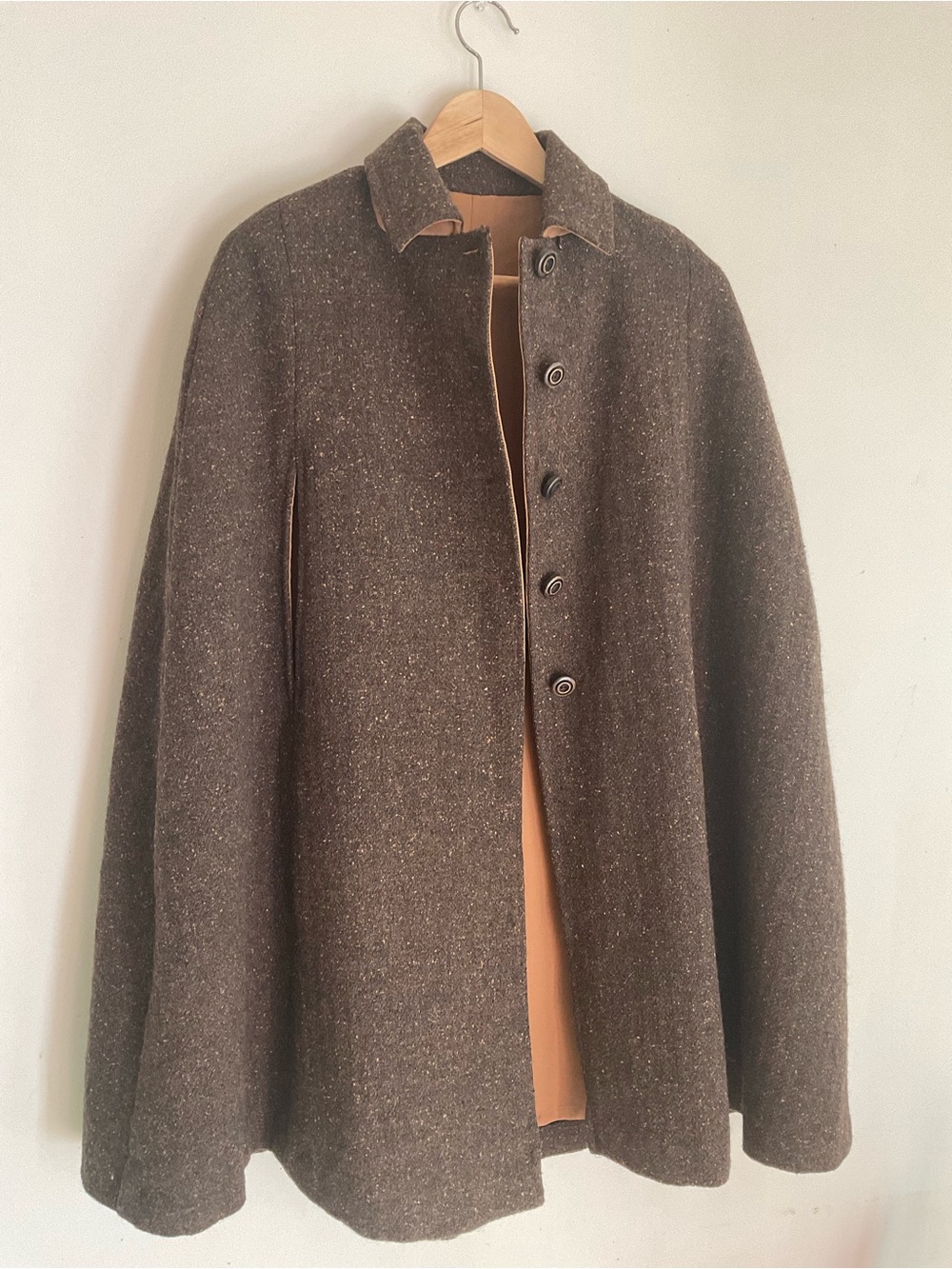 * Vintage Reversible Wool Tweed Cape Coat | Camel